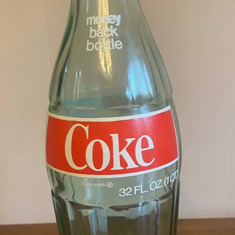 Coke/Coca-Cola 32oz Glass Bottle - Classic Red and White - Picture 2 of 4